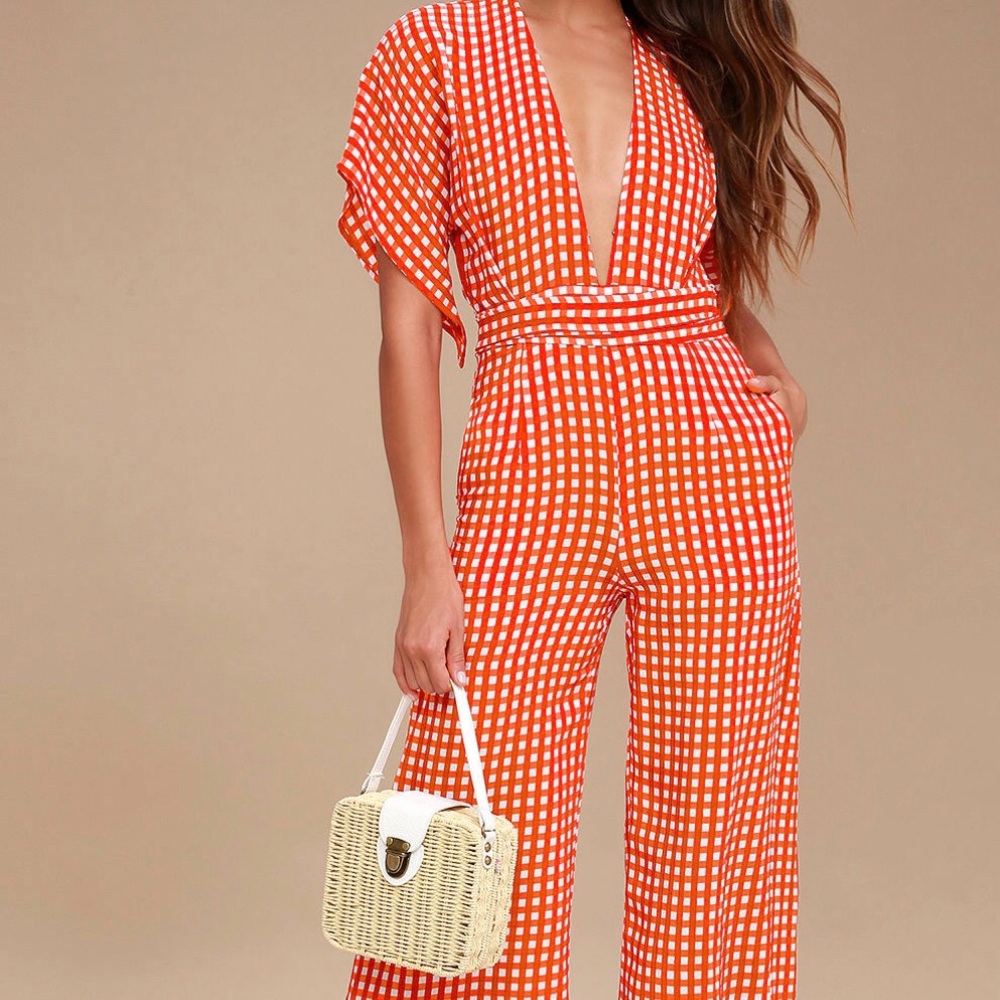 Cedric Red Gingham Culotte Jumpsuit from Lulu’s